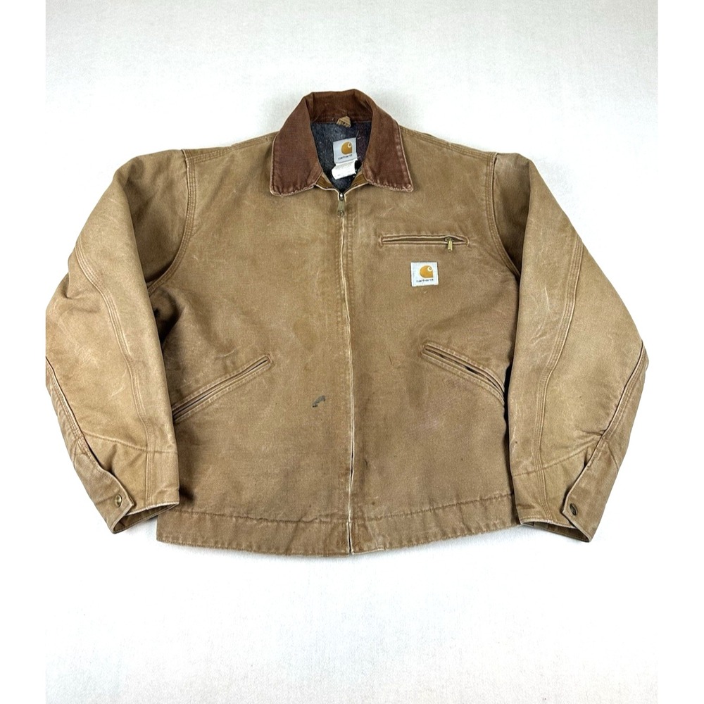 VTG Carhartt Detroit J01 BRN "Brown" Jacket Men's 42 REG Blanket Lined Made USA